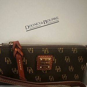 Dooney & Bourke, Monogrammed Long zip Wristlet Wallet, Navy